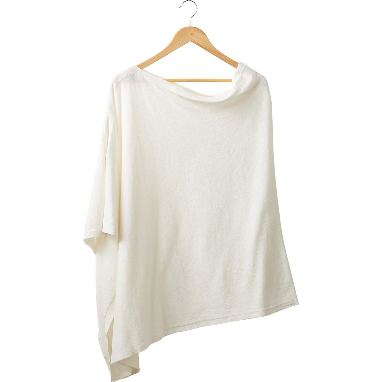 Contemporary Home Living 5.5' Ivory White Solid Cotton Poncho